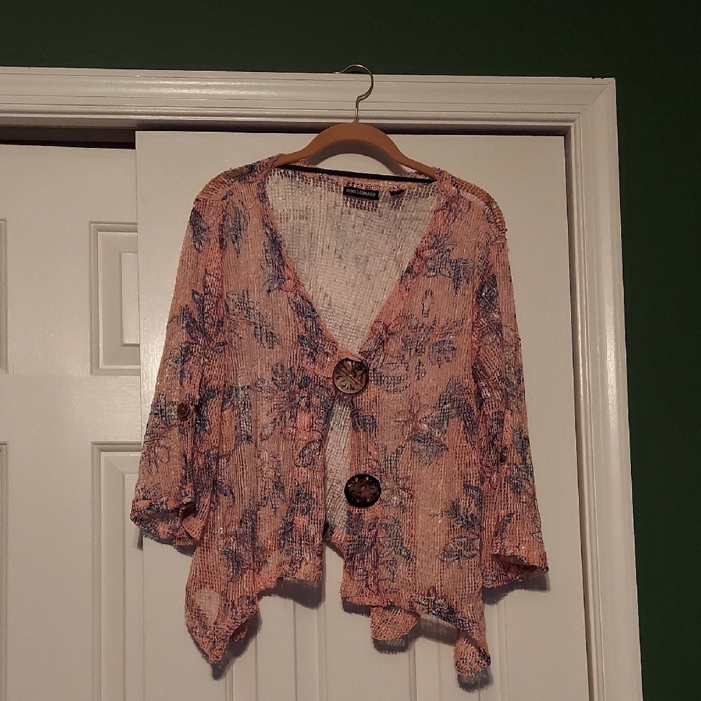 Chico's Pink and Blue Floral Cardigan